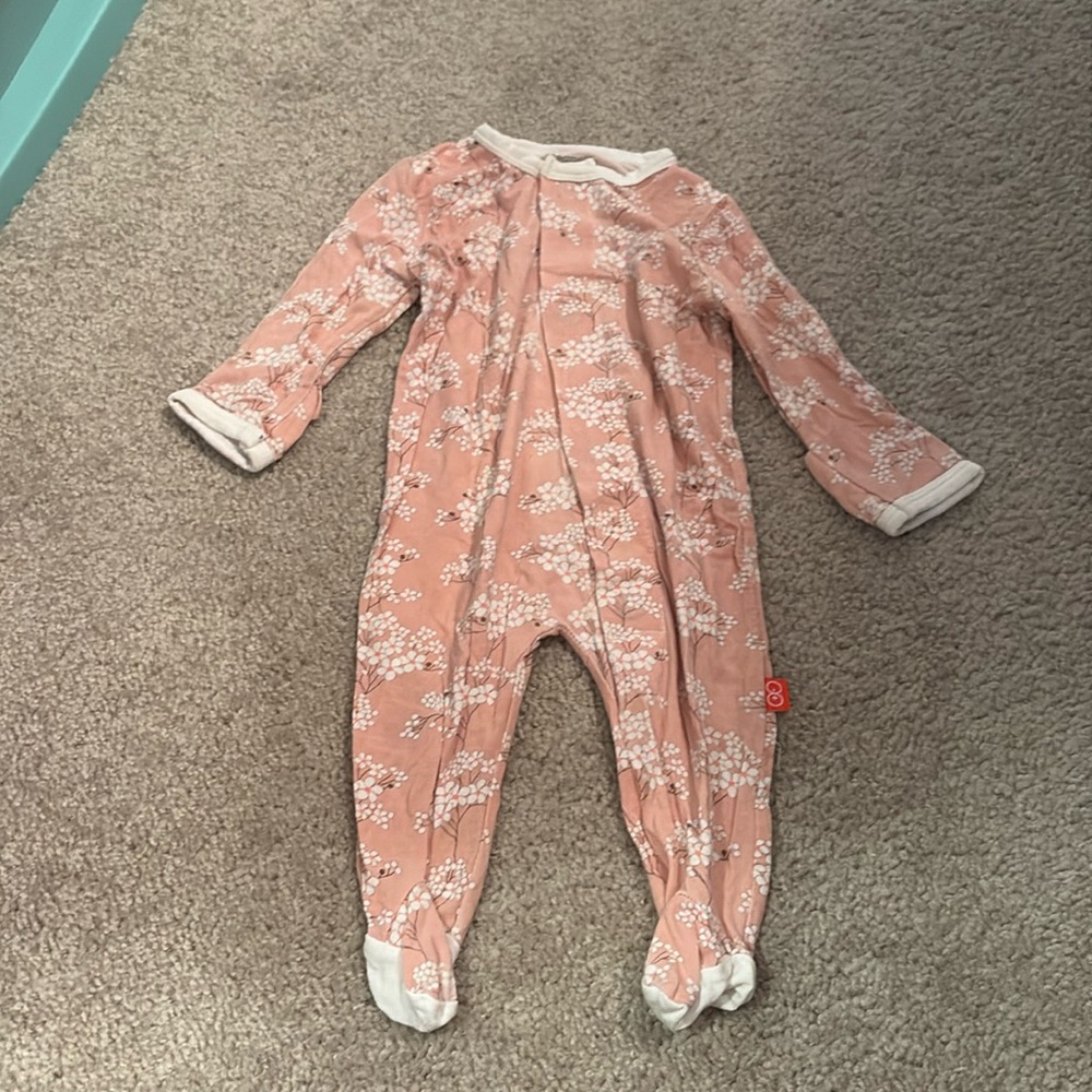 EUC magnetic Me footie in pink cherry blossom print